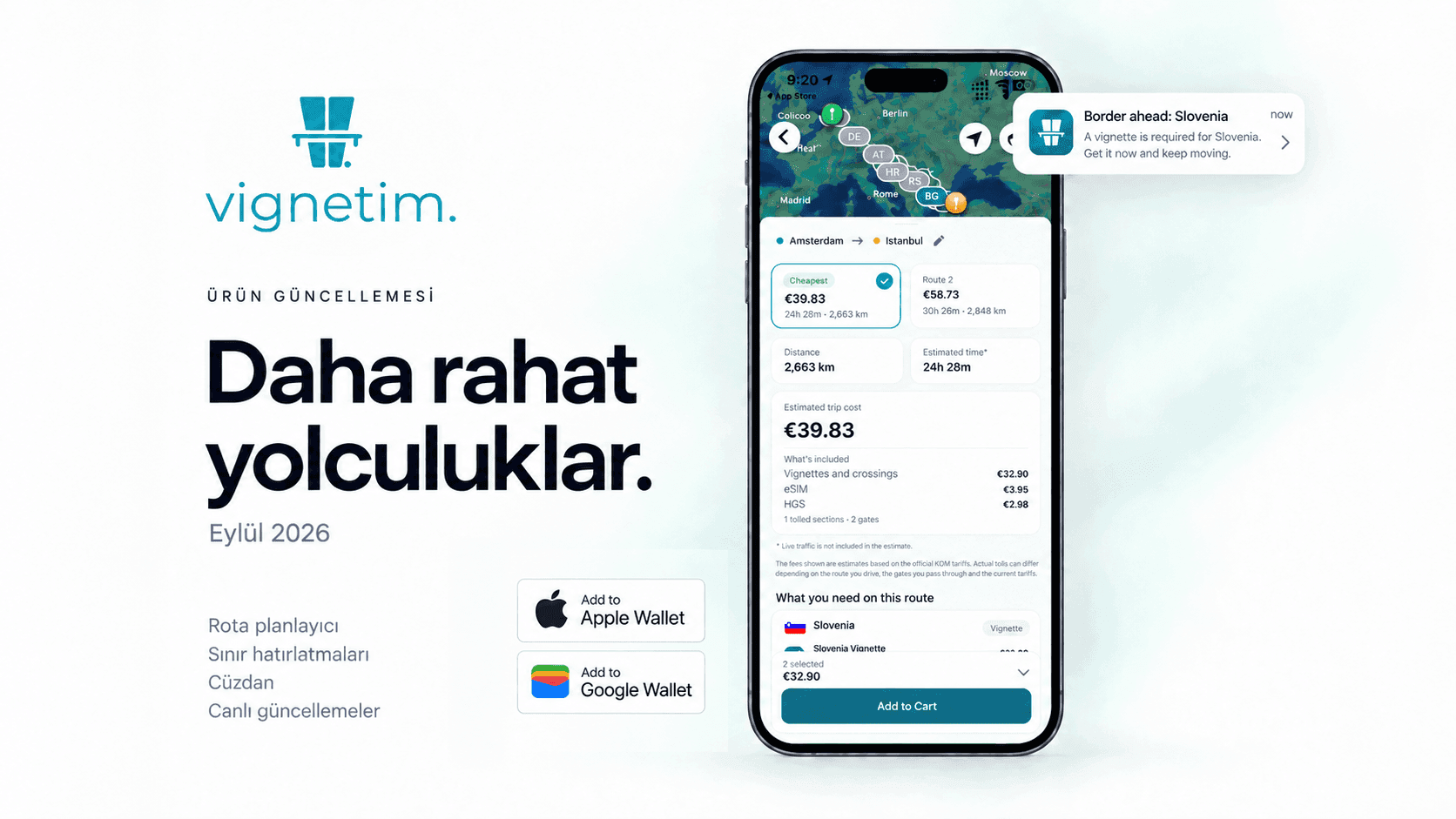 eylül 2026 vignetim uygulaması güncellemeleri